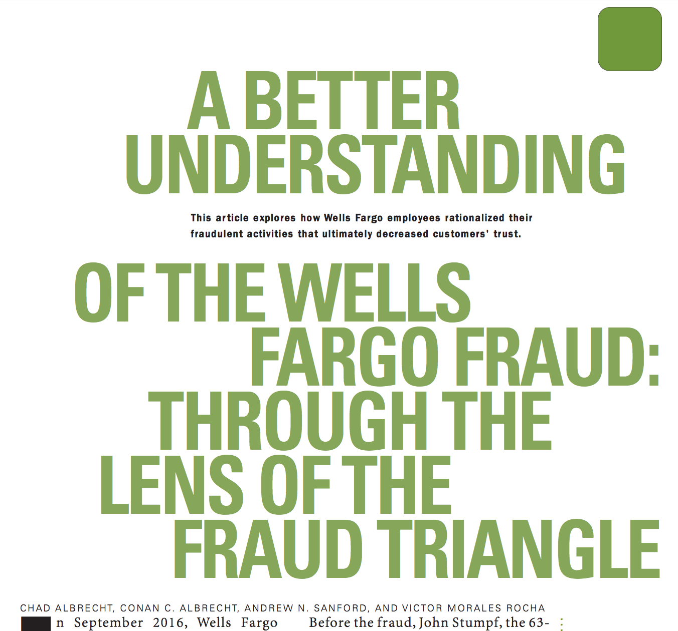 Better Understanding the Wells Fargo Fraud